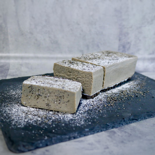 Raw black sesame cheese terrine with Hokkaido Natural Ingredients